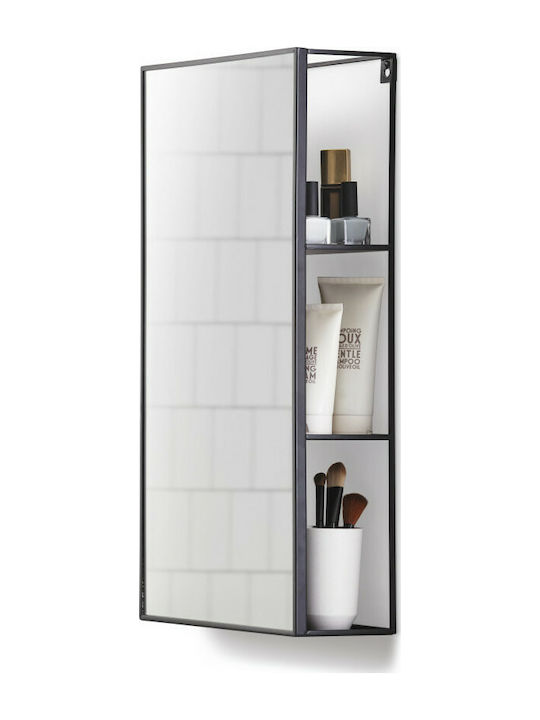 Umbra Cubiko Oglindă de Baie Dreptunghiulară cu Raft 30x32cm Negru
