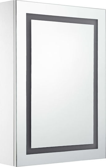 vidaXL Oglindă de Baie Dreptunghiulară Lumini LED din MDF cu Dulap 50x70cm Alb