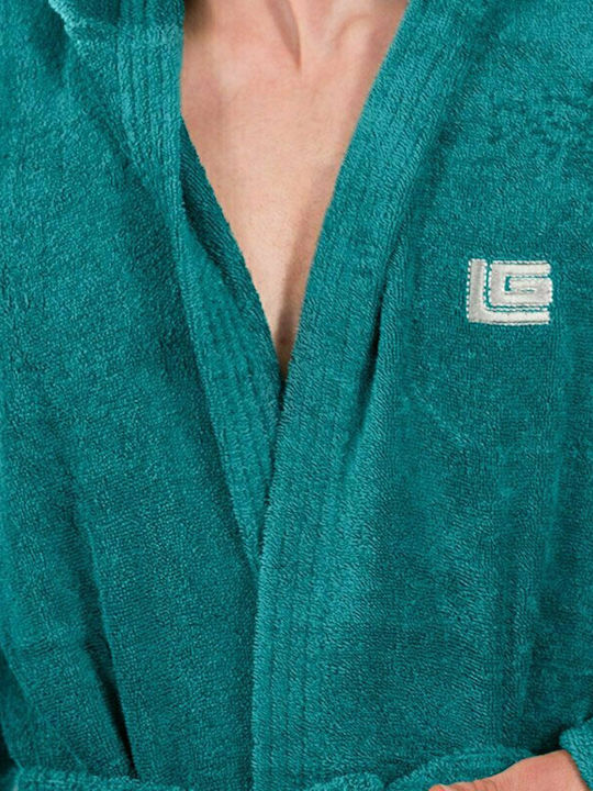 Guy Laroche Daily Bathrobe with Hood Petrol