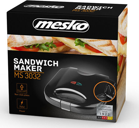 Mesko MS 3032 Τοστιέρα για 2 Τοστ 750W Μαύρη