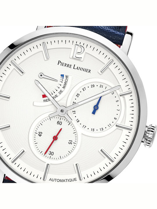 Pierre Lannier Men's Watch 43mm Chronograph Automatic with Blue Leather Strap