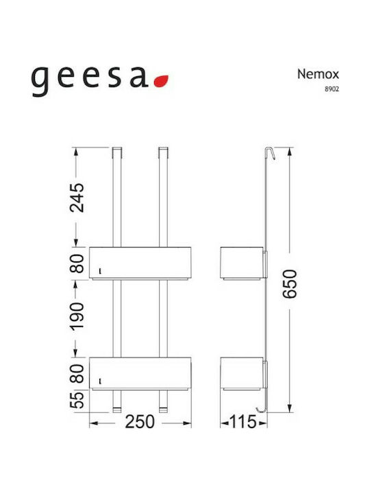 Geesa 8902-400 Plastic Organizer Wall Mounted Black Matt