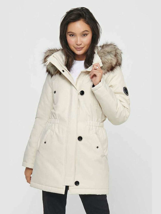 Women's Long Parka Jacket for Winter with Detachable Hood Ice