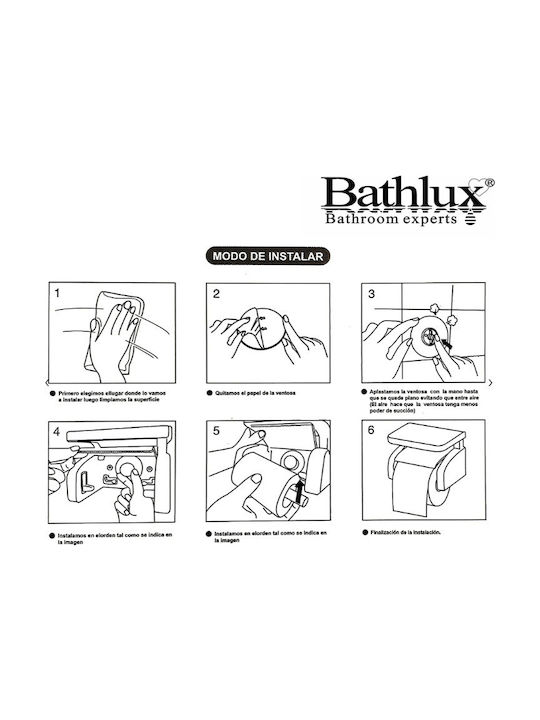 Bathlux Plastic Paper Holder Wall Mounted with Suction Cup White