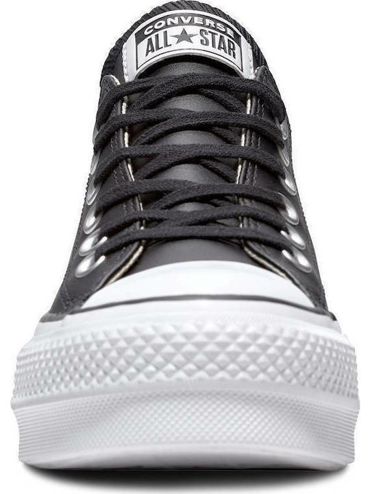 Chuck Taylor All Star Lift Clean Leather Low Top Флатформи Маратонки Черно / Бяло