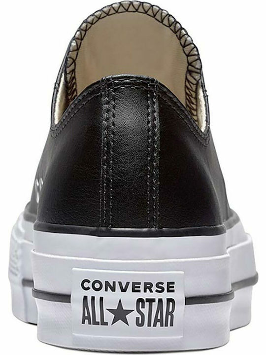 Chuck Taylor All Star Lift Clean Leather Low Top Флатформи Маратонки Черно / Бяло