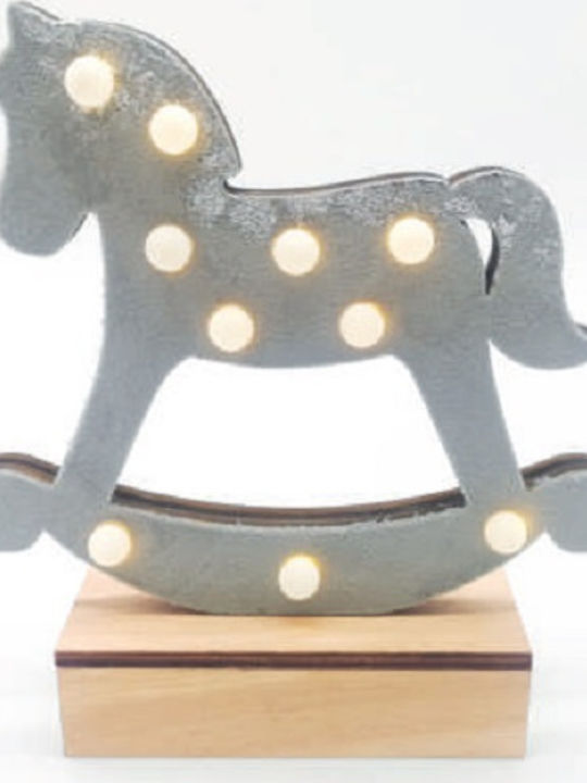 Aca Illuminated Christmas Wooden Figure Horse Height 17cm (Μiscellaneous Colors)