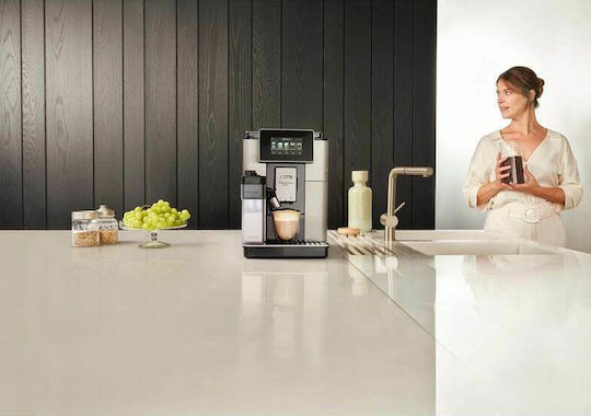 De'Longhi PrimaDonna Soul Automatic Espresso Coffee Machine 1450W Pressure 19bar for Cappuccino with Grinder and Wi-Fi Grey ECAM 610.75.MB