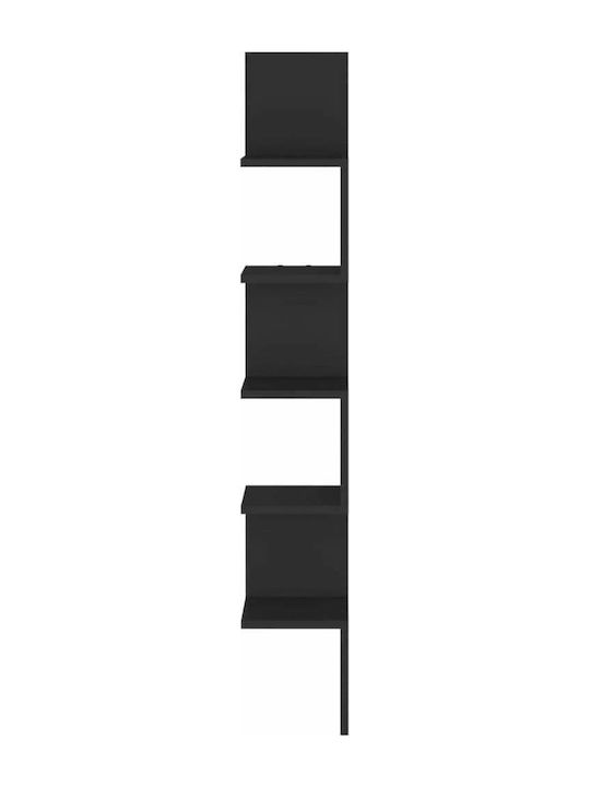 Corner Shelf Wall Black Velvet-Black Metal 20x20x127.5cm