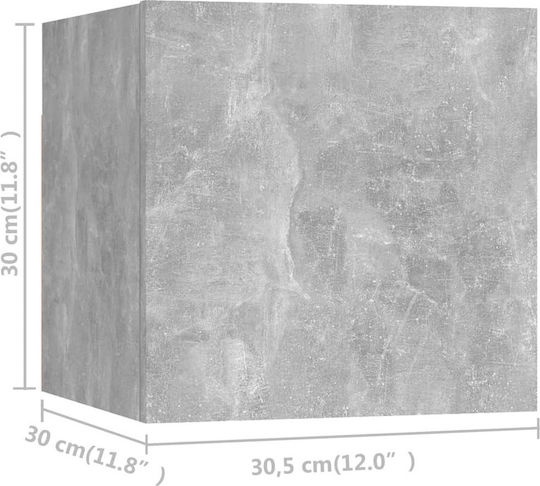 Wall Living Room Cabinet Made of Particle Board Grey 100x30x30cm