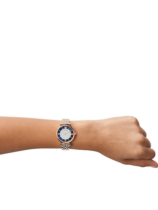 Emporio Armani Gianni T-Bar Women's Watch with Pink Gold Metal Bracelet