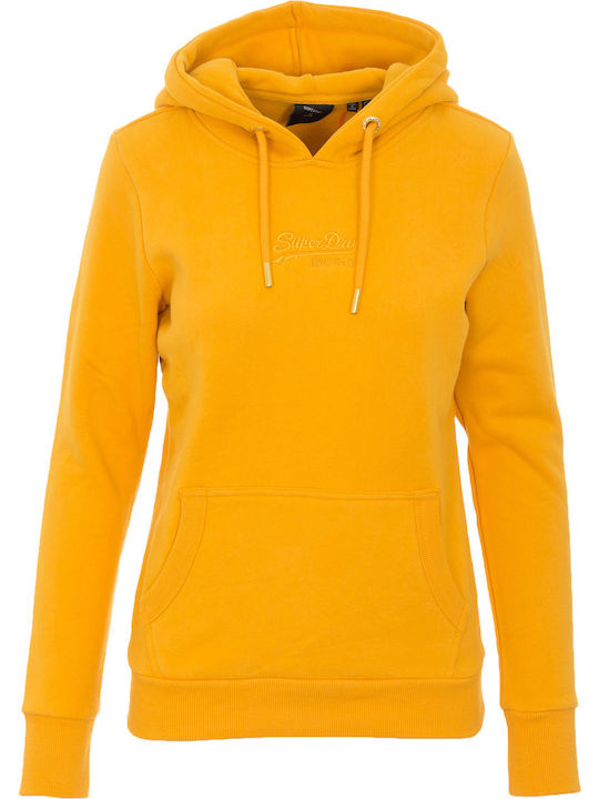 Tonal Embossed Women's Sweatshirt Hooded Yellow