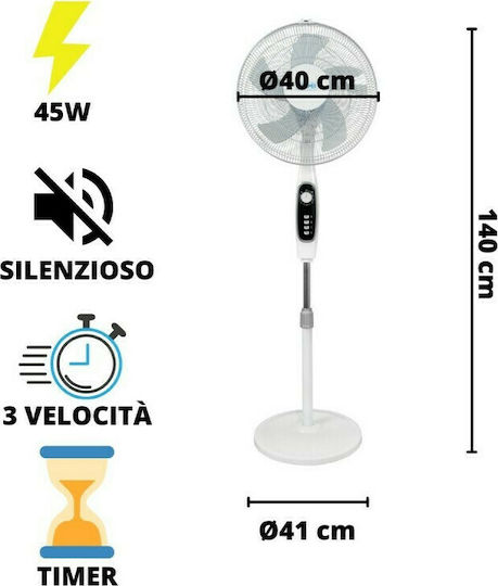 Hoomei Ventilator Sockel 60W Lüfterdurchmesser 40cm Weiß