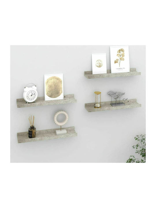 Shelves Wall Grey 4pcs 40x9x3cm