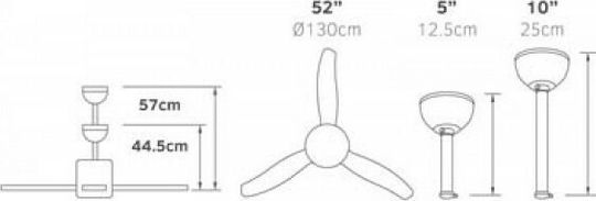 Lineme Ponente Ventilator De Tavan 132cm Cu Lentile De Mărire Maro / Negru