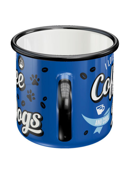 Nostalgic Art PfotenSchild - Hot Coffee & Cool Dogs Enamel Cup Blue 360ml