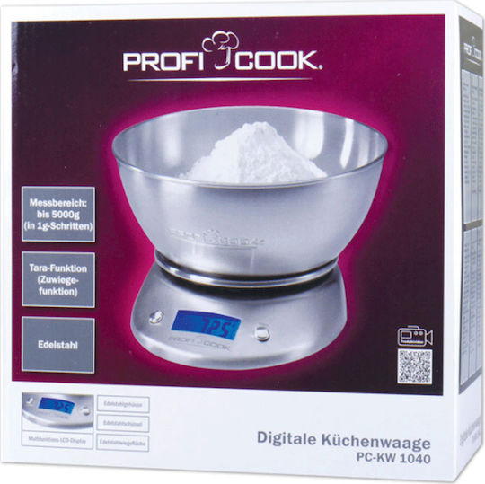 Profi Cook Digital Kitchen Scale with Bucket up to 5kg Inox