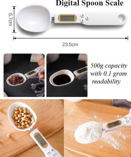 PS-100679 Ψηφιακή Ζυγαριά Κουζίνας Κουτάλι έως 0.5kg Λευκή