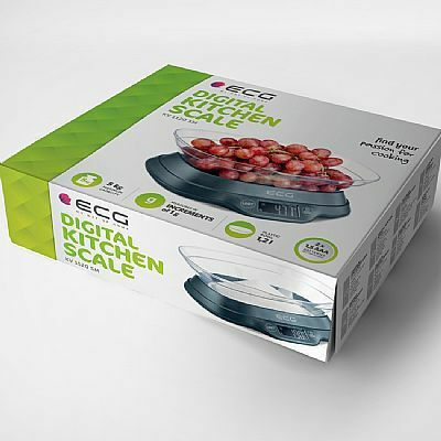 ECG Digital Kitchen Scale With Bucket Up To 5kg Black