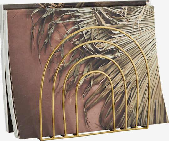 Madam Stoltz Metallic Gold Magazine Rack 18x20x10cm 27265AB