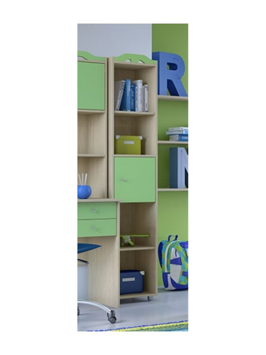 Kids Wooden Bookcase S2 Green 38.2x35x180cm