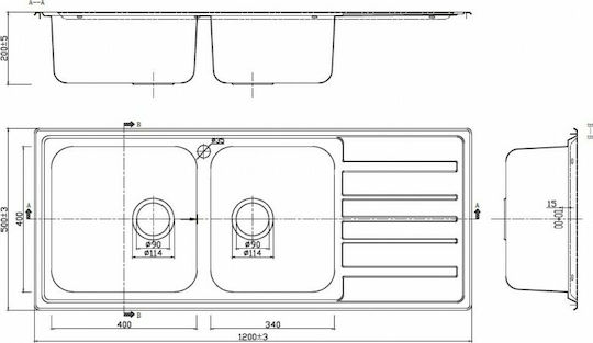Karag BL 822 Ένθετος Αριστερός Inox Σατινέ Μ120xΠ50cm Ασημί