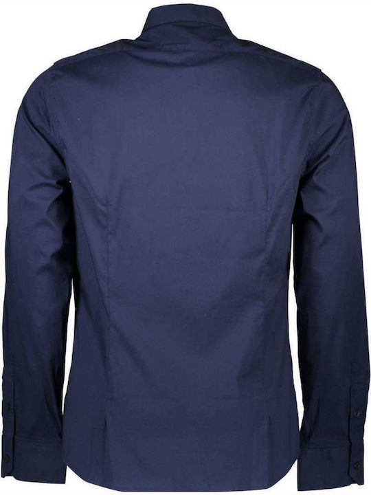 Guess Men's Shirt Long Sleeve Cotton Navy Blue