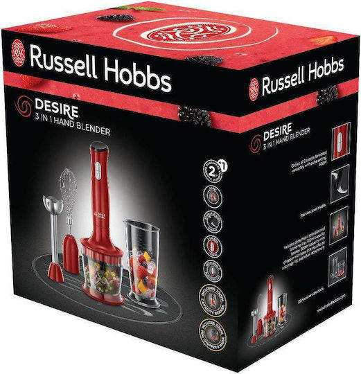 Russell Hobbs Desire Hand Blender with Inox Rod 500W Red
