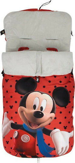 Interbaby Mickey Universal Ποδόσακος Καροτσιού Κόκκινος με Βελούδινη Επένδυση 105x46εκ.