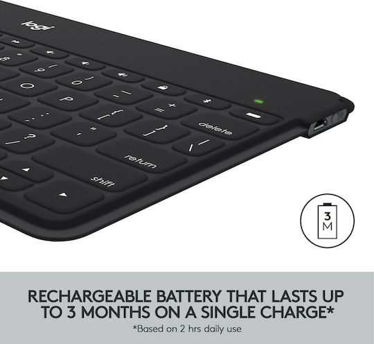 Logitech Keys-To-Go Ασύρματο Bluetooth Πληκτρολόγιο Αγγλικό US