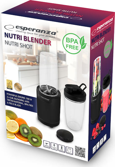 Esperanza Blender with Plastic Jug 800 ml 700W Black EKM029
