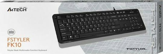 A4Tech Fstyler Sleek FK10 Само клавиатура Английски US Черен