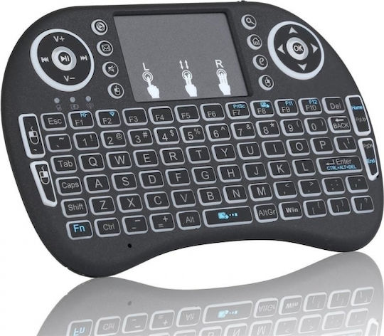 Keywin Mini Rii i8+ Ασύρματο Πληκτρολόγιο με Touchpad Αγγλικό US
