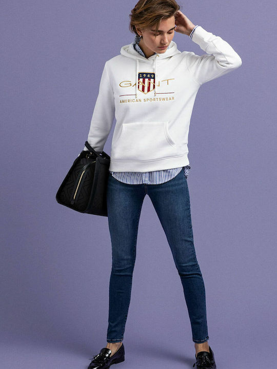 Archieve Shield Long Women's Sweatshirt Hooded White