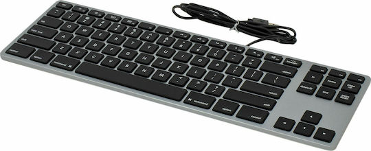 Matias RGB Backlit Wired Aluminum Tenkeyless Keyboard for Mac Πληκτρολόγιο Αγγλικό UK Συμβατό με Mac Γκρι