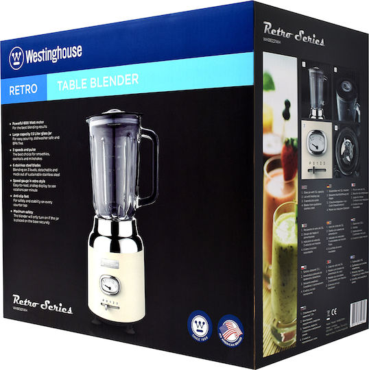 Westinghouse Μπλέντερ με Γυάλινη Κανάτα 1.5 lt 600W Λευκό WKBE221WH