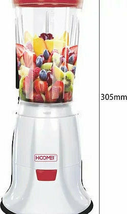 Hoomei Μπλέντερ με Γυάλινη Κανάτα 400 ml 200W Κόκκινο HM-6708R