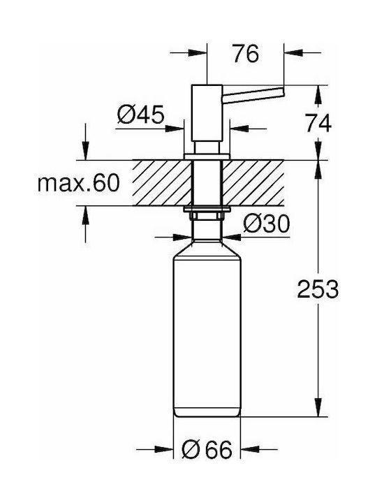 Grohe Cosmopolitan Εντοιχιζόμενο Dispenser για την Κουζίνα Μεταλλικό Χρωμέ 500ml