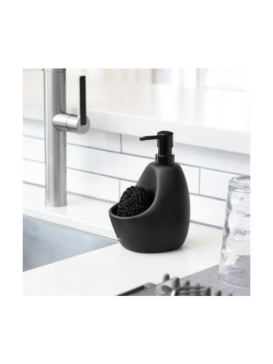 Umbra Joey Tabletop Plastic Dispenser for the Kitchen with Sponge Holder Black 600ml