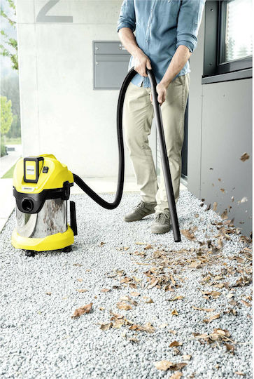 Karcher WD 3 Battery Premium Aspirator Reîncărcabil Lichide / Solide Fără Încărcător și Baterie cu Inoxidabil Recipient 17lt
