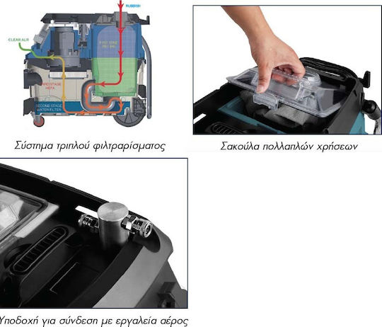Bulle Σκούπα Υγρών / Στερεών 1600W με Πλαστικό Κάδο 30lt