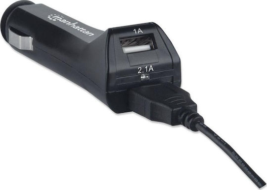 Manhattan PopCharge Auto Duo Car Charger 10W 3.1A with one Port: 1xUSB Black Color