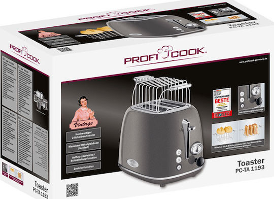 Profi Cook PC-TA 1193 Φρυγανιέρα 2 Θέσεων 815W Γκρι