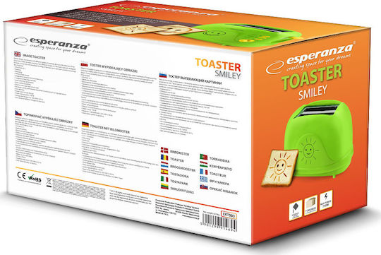 Esperanza Smiley Toaster 2 Slots 750W Green