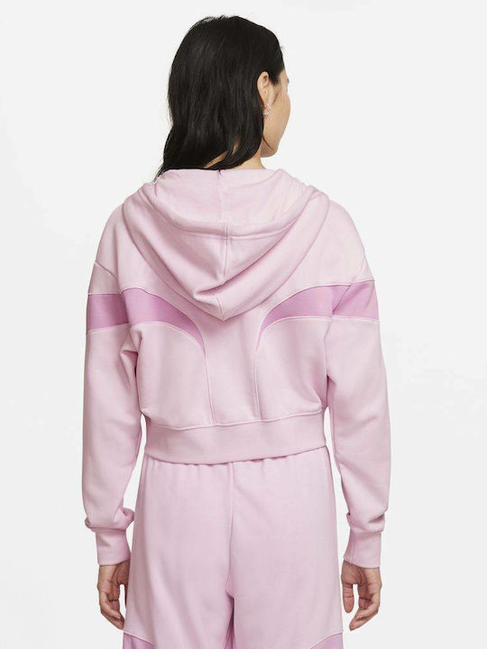 Nike Γυναικεία Φούτερ Ζακέτα με Κουκούλα Ροζ