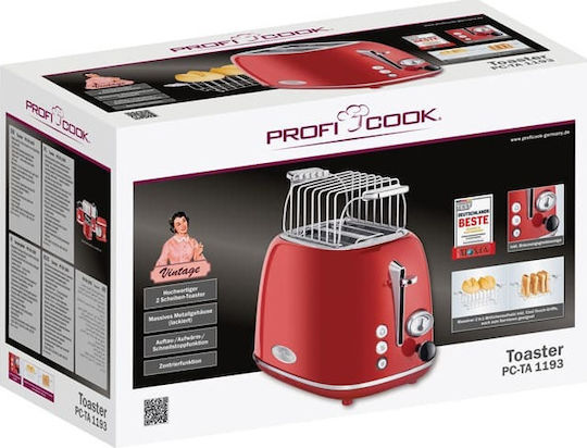 Profi Cook PC-TA 1193 501193 Тостер Двуместна 815W Червена