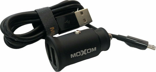 Moxom MX-VC03 Auto-Ladegerät 4.8A mit Anschlüssen: 2xUSB mit Kabel Typ-C,TC-TC Schwarz Farbe