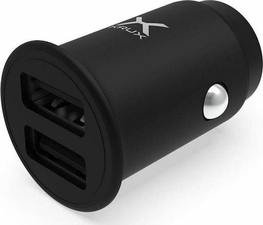 Krux Φορτιστής Αυτοκινήτου 24W 2.4A με Θύρες: 2xUSB Μαύρος