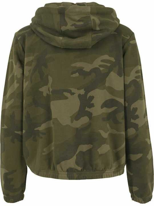 Cropped Women's Sweatshirt Hooded Khaki