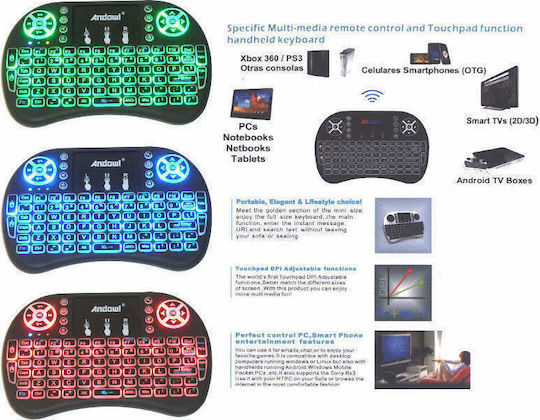 Andowl QY-K03 Kabellos Tastatur mit Touchpad Englisch US